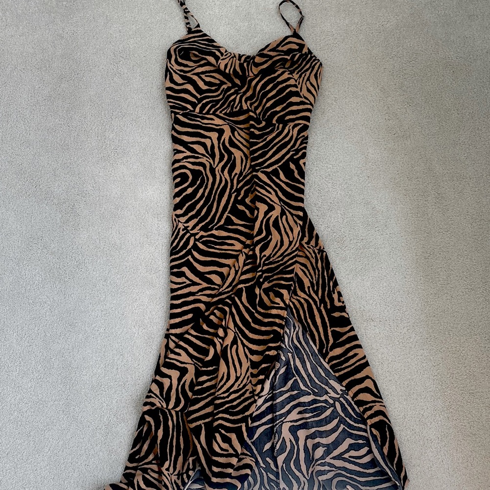 A tan zebra print dress in size small from Cupshe